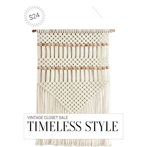 Natural Braid Wood Beads Fringe Macramé Wall Hanging Boho Decor - Picture 3 of 3